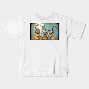 Pug Dogs Halloween Wizards & Witches Kids T-Shirt